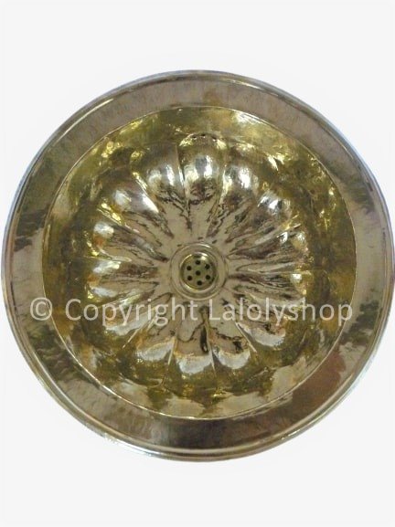 Vasque en cuivre doré ronde, modèle coquillage 38 cm - à encastrer